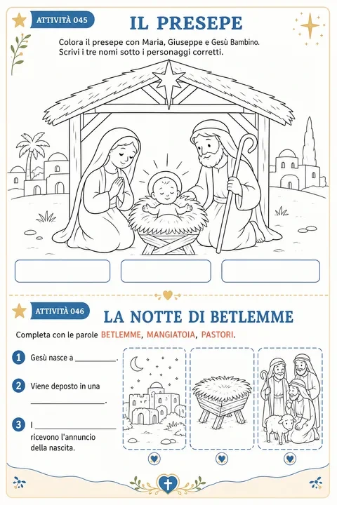 Schede attività: il presepe e la notte di Betlemme