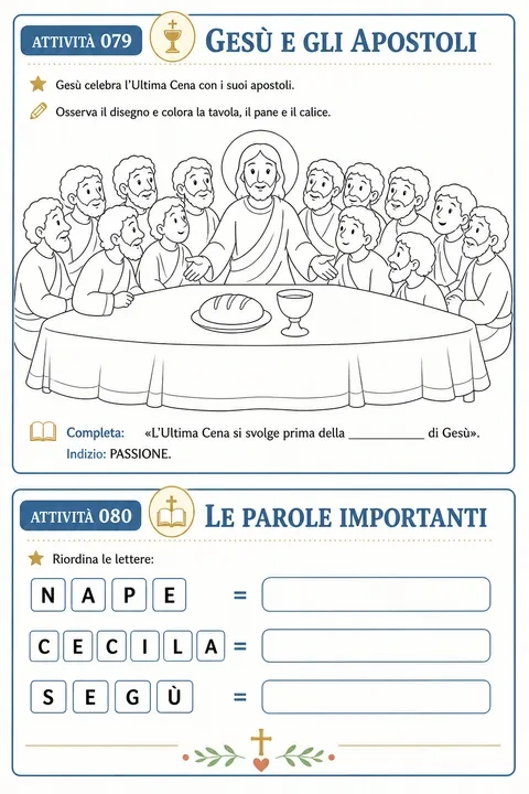 Schede attività: Gesù e gli apostoli e le parole importanti