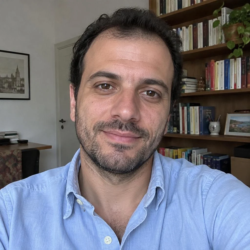 Ritratto generato con IA del profilo fittizio Mattia Rinaldi